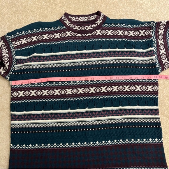 VINTAGE Braunstyle Sweater Womens Large Blue Purple Knit Crew Neck Made in USA - Picture 8 of 11